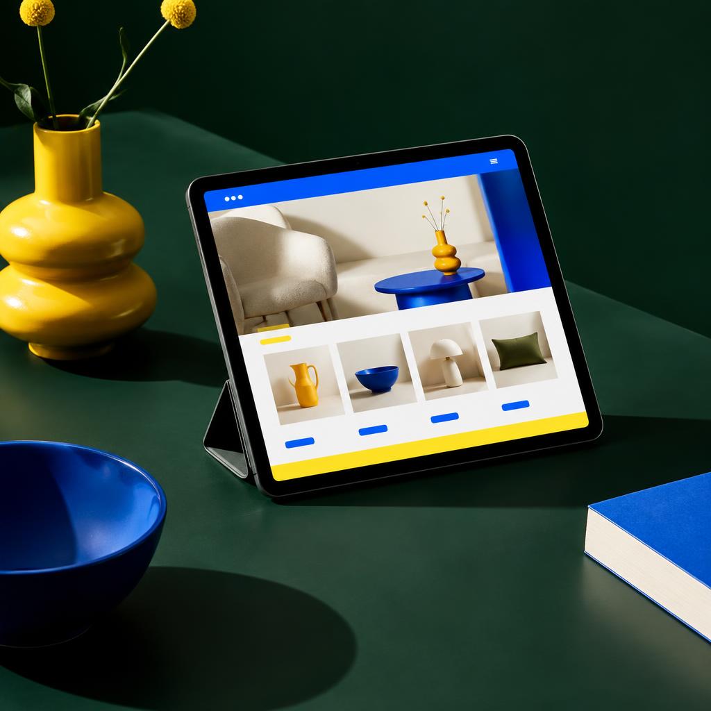 A modern ecommerce experience displayed on a tablet